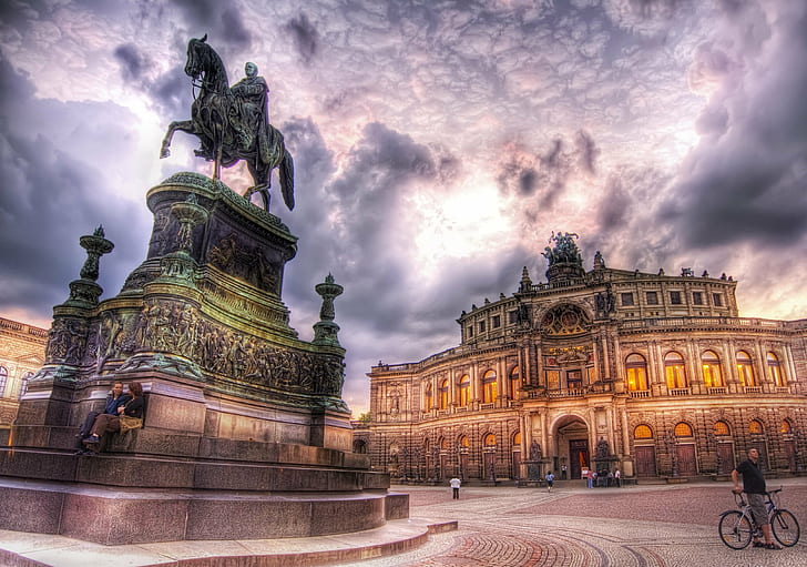 man riding horse statue beside palace, dresden, dresden, Relaxing, Dresden, man, riding horse, statue, palace, Hdr, d2x, Germany, building, unset, purple  city, modern  sculpture, Photographer, Pro, Nikon, Photography, Panorama, details, Amazing, Lovely, Emotions, Beautiful, Stunning, Perspective, Shot, Shoot, Capture, Image, Picture, Edge, Angle, lines, Composition, Processing, Treatment, Fun, Framing, Unique, Background, resolution, Artist, lighting, Light, reflections, tones, Mood, WallPaper, cool, magical, texture, Perfect, surreal, exposure, painting, colors, atmosphere, masterpiece, warm, energy, history, HD wallpaper