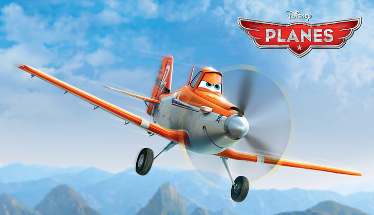 оранжево-белые иллюстрации персонажей самолетов, мультфильм, крылья, приключения, ралли, Уолт Дисней, анимация, боевик, самолет, воздушные гонки, воздушные гонки, анимационный фильм, аэромакки, самолеты, самолеты, пыльные, HD обои