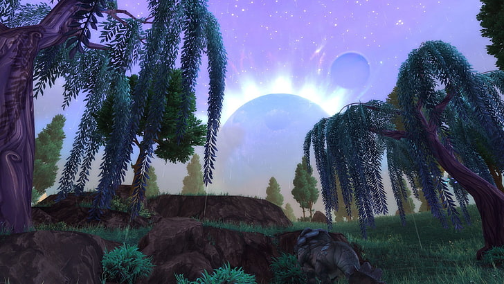 어둠 달 골짜기, 나무, 월드 오브 워크래프트, HD 배경 화면