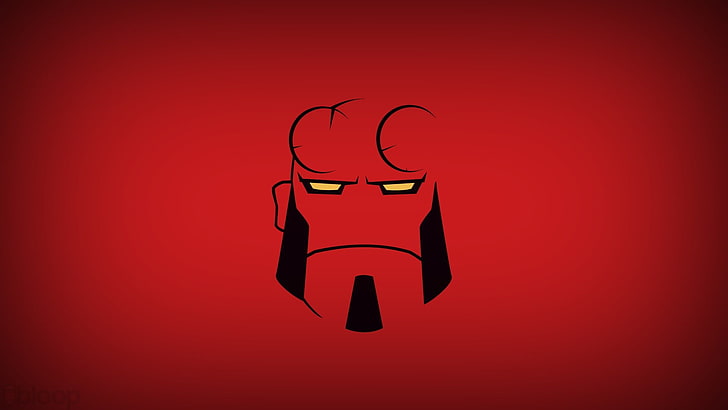 Wallpaper Marvel Hellboy, minimalis, latar belakang sederhana, superhero, komik, Hellboy, pahlawan, Kuda Hitam, Blo0p, Wallpaper HD