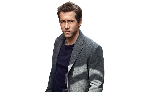 мужской серый пиджак, райан рейнольдс, актер, пиджак, взгляд, HD обои HD wallpaper