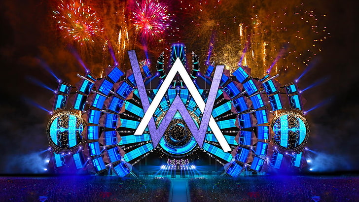 Alan Walker, logo, fireworks, HD wallpaper