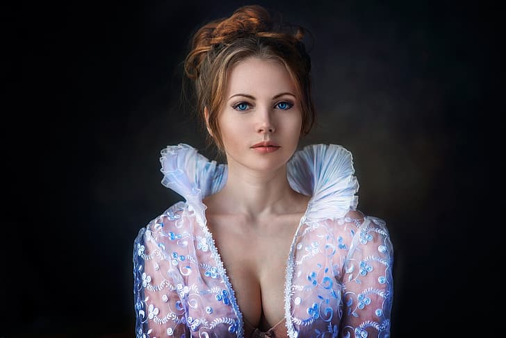 chest, girl, portrait, photographer, blouse, Anastasia, Dennis Drozhzhin, HD wallpaper