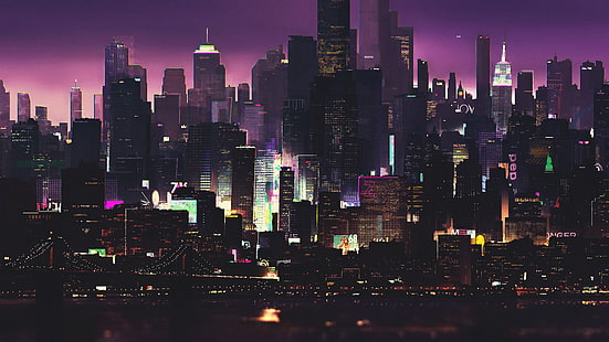 밤, 삽화, 미래 도시, 사이버 펑크, 사이버, 공상 과학 소설, 디지털 아트, 컨셉 아트, 판타지 아트, CGI, 팬 아트, HD 배경 화면 HD wallpaper