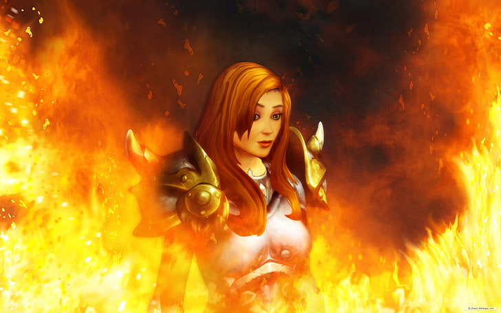 Cinema 4D, Photoshop, people, World of Warcraft: Warlords of Draenor, fire, HD wallpaper