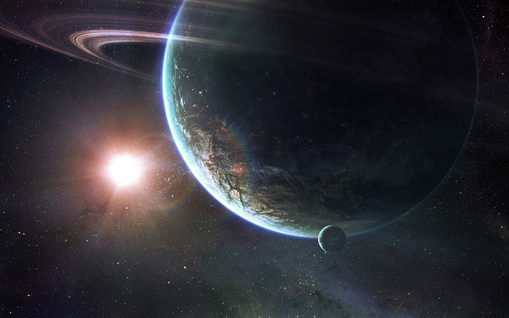 ภาพประกอบดาวเคราะห์ดาวเสาร์อวกาศดาวเคราะห์ศิลปะดิจิทัลวงแหวนดาวเคราะห์ศิลปะอวกาศ, วอลล์เปเปอร์ HD