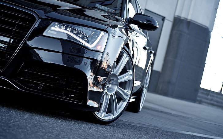 black sedan, Audi, car, vehicle, HD wallpaper