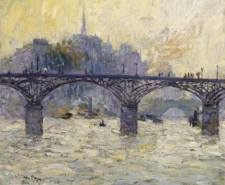 Paris, huile, toile, Le Pont des Arts, Kees van Board., 1901-1903, Fond d'écran HD