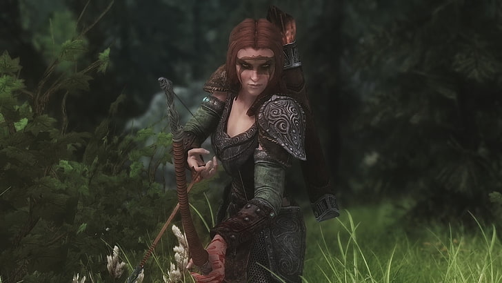 female archer digital wallpaper, video games, The Elder Scrolls V: Skyrim, HD wallpaper