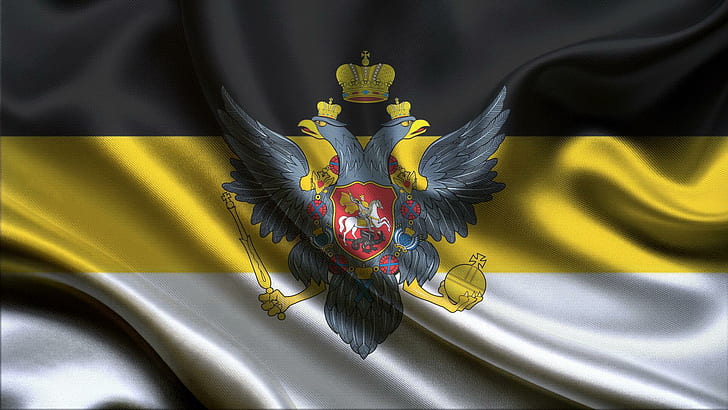 Imperial Russia, negara, bendera, simbol, rusia, satin, tekstur, 3d dan abstrak, Wallpaper HD
