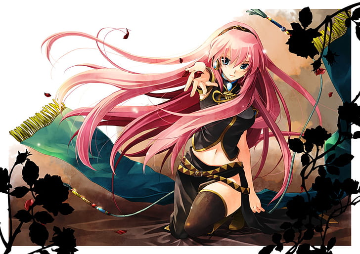 vocaloid megurine luka pink hair thigh highs anime girls detached sleeves 2682x1893  People Pink hair HD Art , vocaloid, megurine luka, HD wallpaper