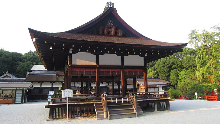 Dance Hall, kuil kayu coklat, ruang dansa, kuno, Kyoto, Jepang, warisan budaya, Wallpaper HD