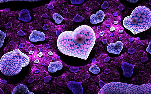 Purple Heart Love Abstract Graphic Wallpaper para teléfonos móviles de escritorio Pc Tablet 3840 × 2400, Fondo de pantalla HD HD wallpaper