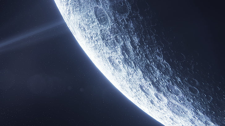 gray moon, space, planet, sky, Moon, HD wallpaper