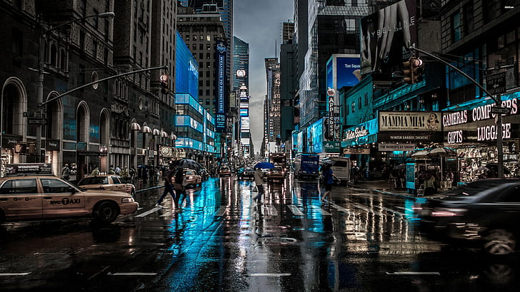 New York City, cityscape, city, rain, HD wallpaper