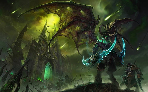 Illidan Stormrage, Lord of Outland, Black Temple, World of Warcraft, Art, Demon, Shadowmoon valley, Stormrage, Illidan, Wow, Tapety HD HD wallpaper