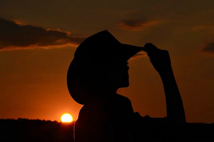 Cowgirl Silhouette, cowgirl, silhouette, sunset, HD wallpaper