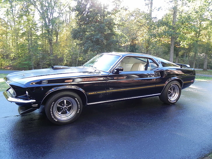 Ford, Ford Mustang Mach 1, Black Car, Car, Fastback, Muscle Car, HD tapet