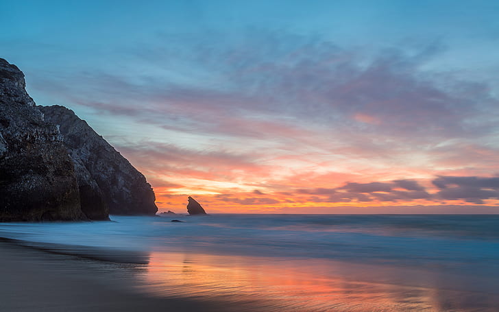 Plage Sunset Ocean HD, nature, océan, coucher de soleil, plage, Fond d'écran HD