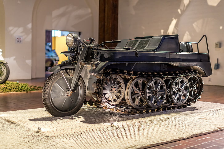 Germania, Museo, La seconda guerra mondiale, mostra, Kettenkrad HK 101, SdKfz 2, motocicletta a mezzo binario, Sfondo HD
