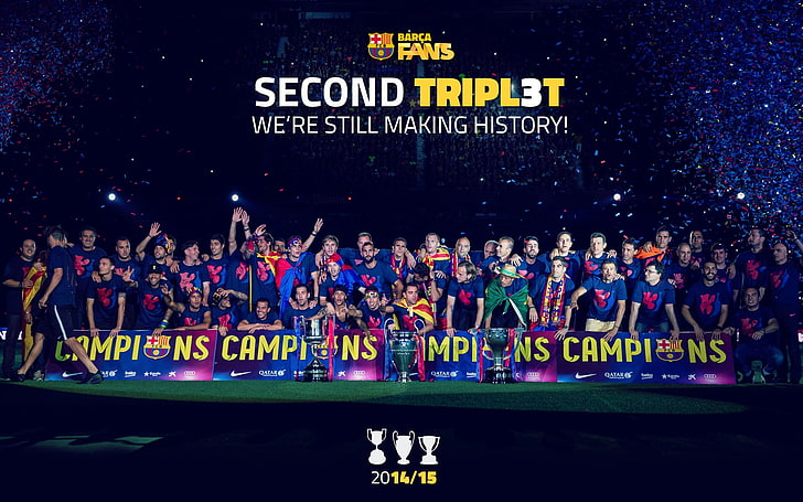 FC Barcelona Club 2015 Wallpaper HD, segundo papel de parede triplo, HD papel de parede