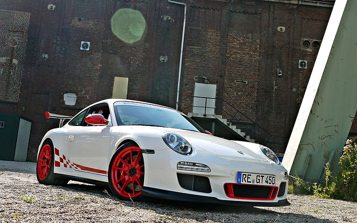белый Porsche 911 Carrera купе, Porsche, GT3, RS, белый, HD обои