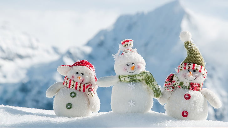 snowman, figure, creation, christmas, snow, cartoon, winter, holiday, HD wallpaper