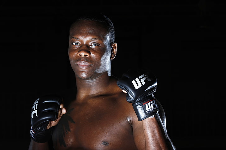 black-and-white UFC fingerless gloves, ovince saint preux, ultimate fighting championship, fighter, mma, HD wallpaper