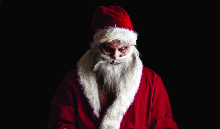 Fantasia de Papai Noel, olhar, zumbis, Papai Noel, boné, mal santa, HD papel de parede