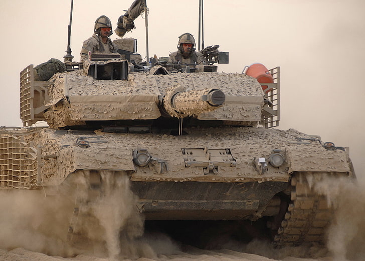 茶色の戦車、戦争、軍隊、戦車、ヒョウ2a6、 HDデスクトップの壁紙