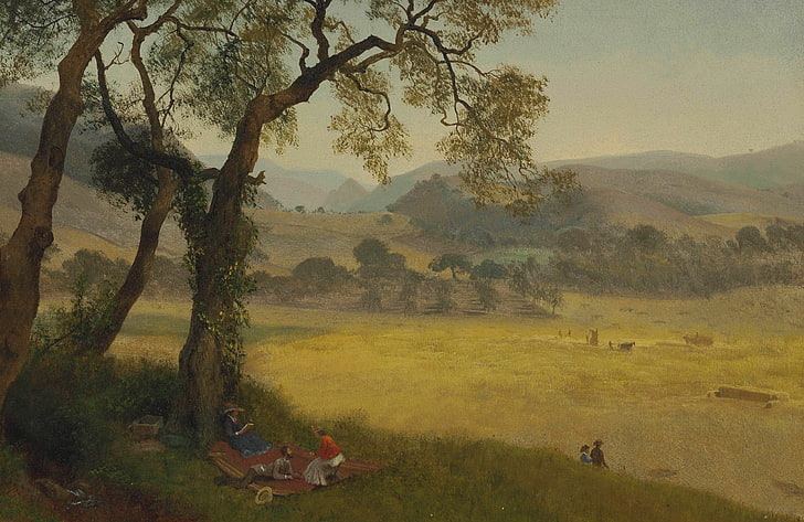 paisaje, imagen, Albert Bierstadt, Golden Summer Day cerca de Oakland, Fondo de pantalla HD