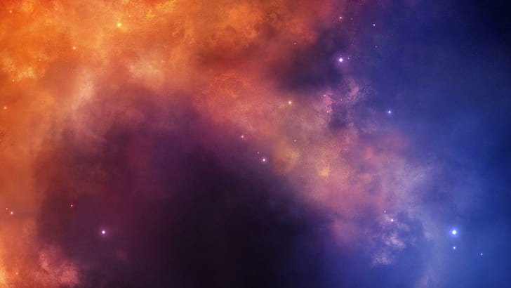 Nebulosa colorida, galáxia azul e branca laranja, espaço, 1920x1080, nebulosa, estrela, HD papel de parede
