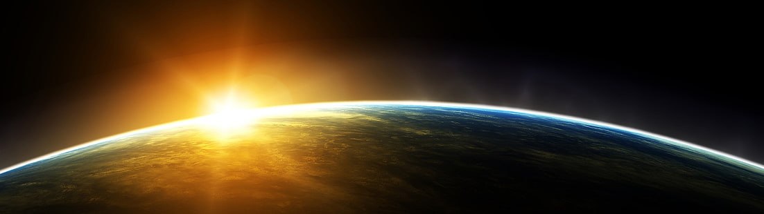 كوكب الأرض ، الفضاء ، الأرض ، الكوكب ، العرض المتعدد ، الفن الرقمي ، فن الفضاء ، الشمس، خلفية HD HD wallpaper