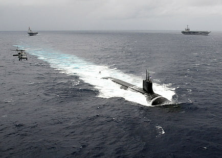 Подводная лодка, подводная лодка, военные, вертолеты, транспорт, HD обои HD wallpaper