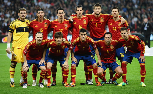 Spaniens landslag, F.C. Barcelona-spelare, sport, fotboll, nationell, Spanien, lag, HD tapet HD wallpaper