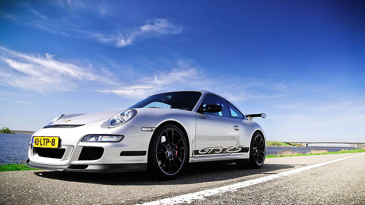 Porsche 997 GT3 RS, сребърно porsche 911 gt3 rs, porsche, автомобили, HD тапет
