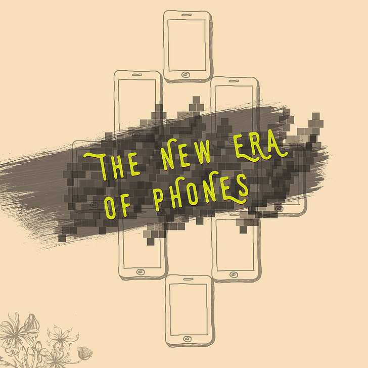 era baru poster ponsel, telepon, iPhone, latar belakang sederhana, vintage, Wallpaper HD