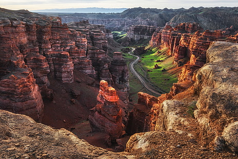 Wielki Kanion, Kolorado, skały, poranek, Kazachstan, Kanion Czaryński, Tapety HD HD wallpaper