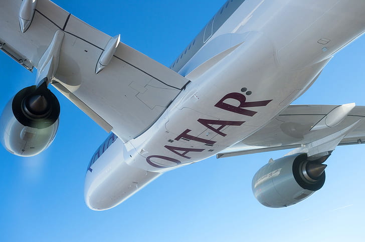 Engine, Airbus, Qatar Airways, Wing, Airbus A350-900, A passenger plane, Airbus A350 XWB, HD wallpaper