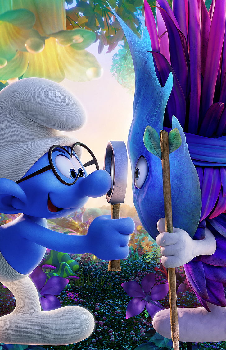 Тапетът за филма Smurfs, Brainy Smurf, Smurfs: The Lost Village, Animation, 2017, HD тапет, тапет за телефон