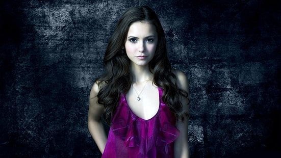 Nina Dobrev, Promos, The Vampire Diaries, Brünette, lange Haare, Halskette, HD-Hintergrundbild HD wallpaper