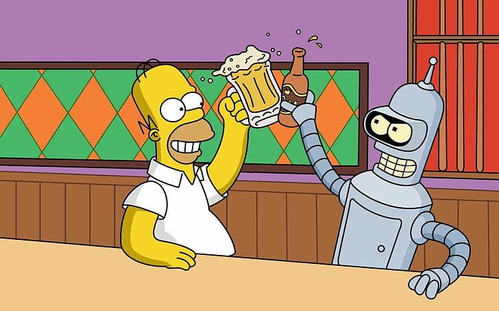 Homer Simpson, The Simpsons, Bender, Wallpaper HD