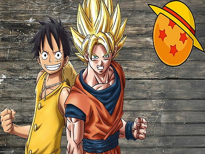 San Goku und Affe D Ruffy, Affe D. Ruffy, Sohn Goku, One Piece, Dragon Ball Z, HD-Hintergrundbild HD wallpaper