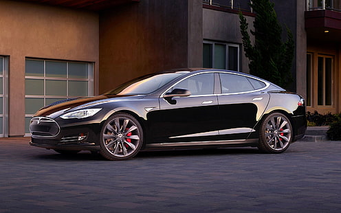 Hitam Tesla Model S Motor Ganda, Tesla Model S, Wallpaper HD HD wallpaper