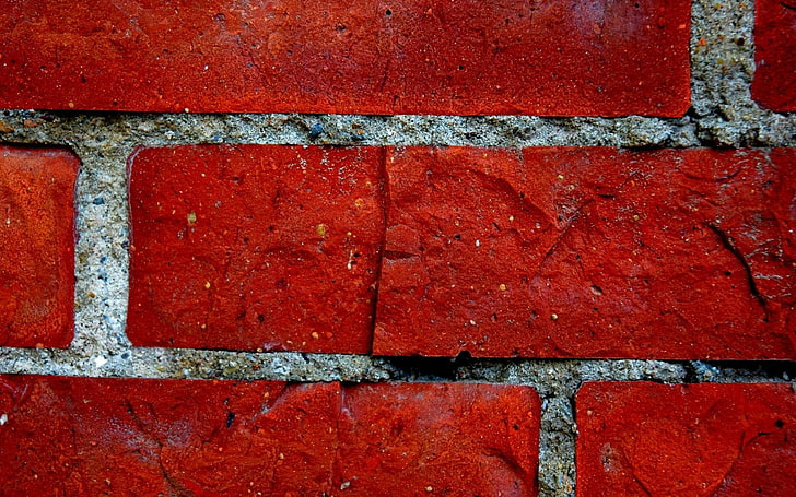 red concrete brick, texture, wall, HD wallpaper