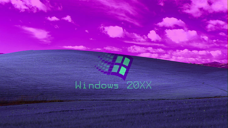 vaporwave, purple, Windows XP, Windows 98, Retrowave, HD wallpaper
