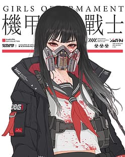 Gharliera, cyberpunk, cybernetyka, dziewczyny anime, mundurek szkolny, Tapety HD HD wallpaper