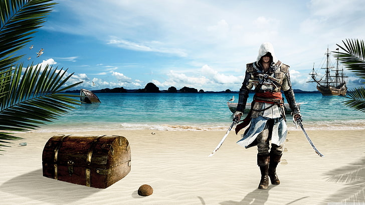 Assassin's Creed wallpaper, Assassin's Creed: Black Flag, video games, Ubisoft, sea, Edward Kenway, HD wallpaper