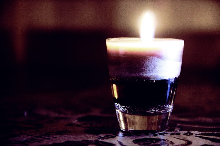 candle, glass, shade, layers, HD wallpaper