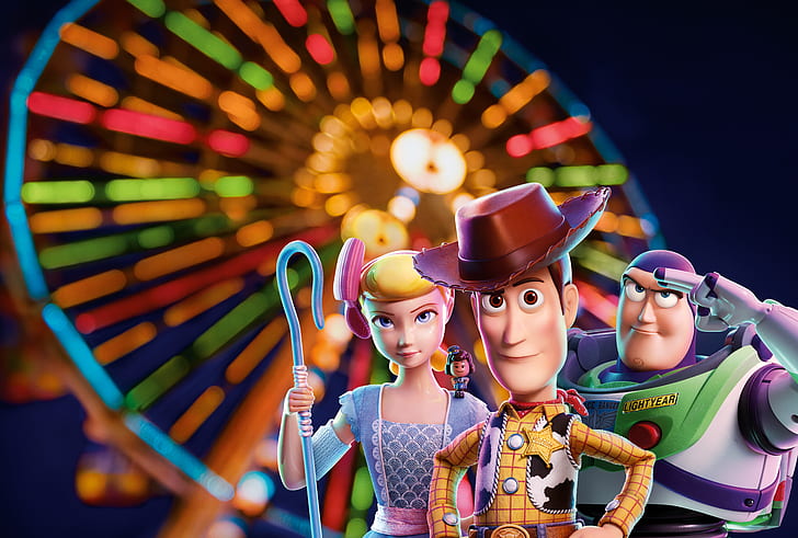 Film, Toy Story 4, Bo Peep, Buzz Lightyear, Woody (Toy Story), Fond d'écran HD